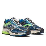Saucony ProGrid Omni 9 running shoes in grey and slime colors
