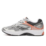 Saucony ProGrid Omni 9 running shoe in silver and orange colors