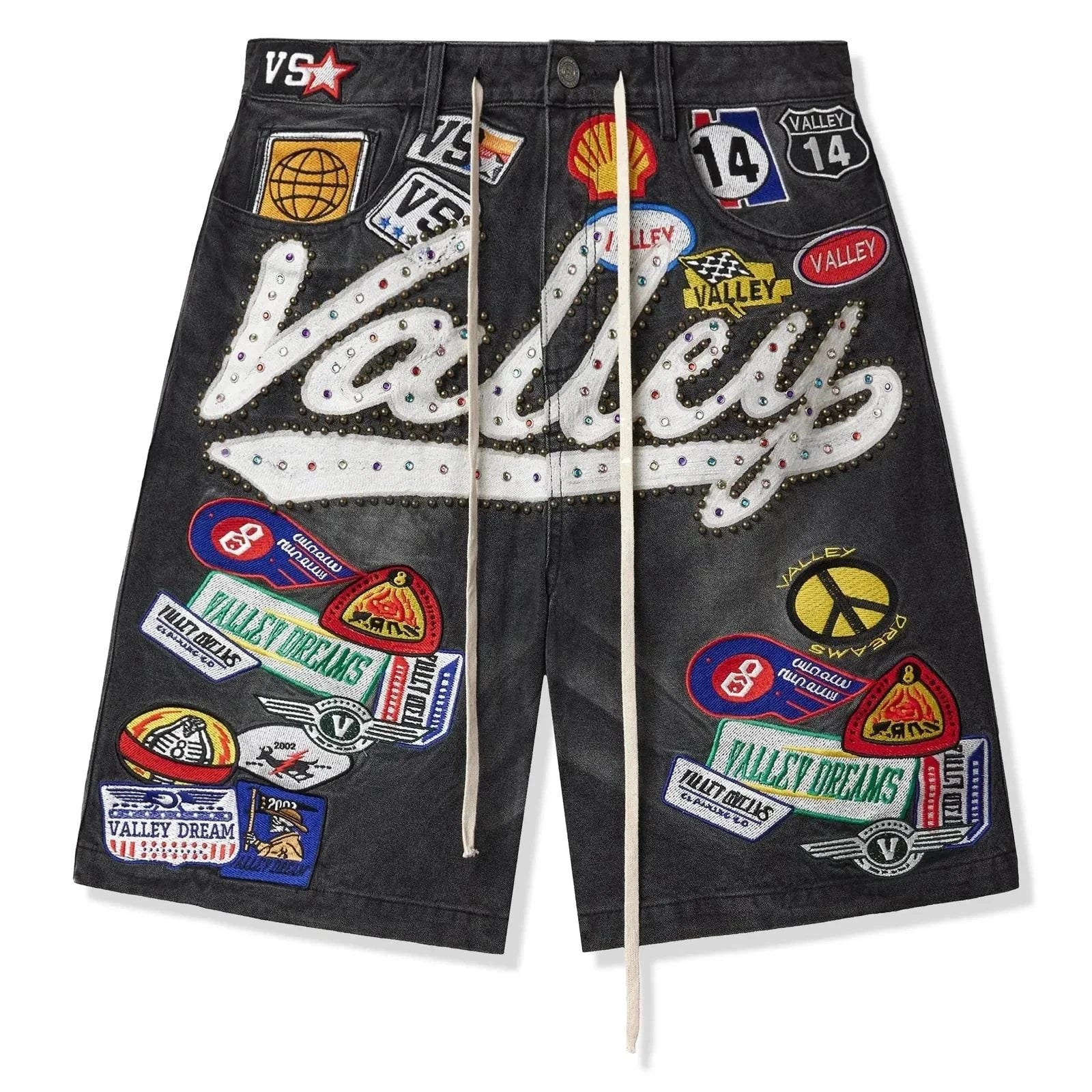 Vale Forever 1980s black shorts with valley dreams design