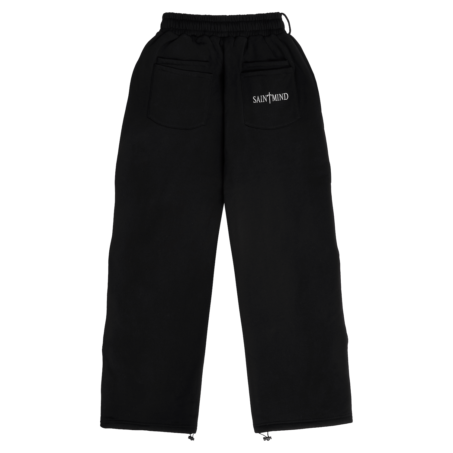 Black Saint Mind wavy baggy sweatpants with side pockets and metallic logo