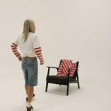 Cherry Location white layered tee shirt on white background