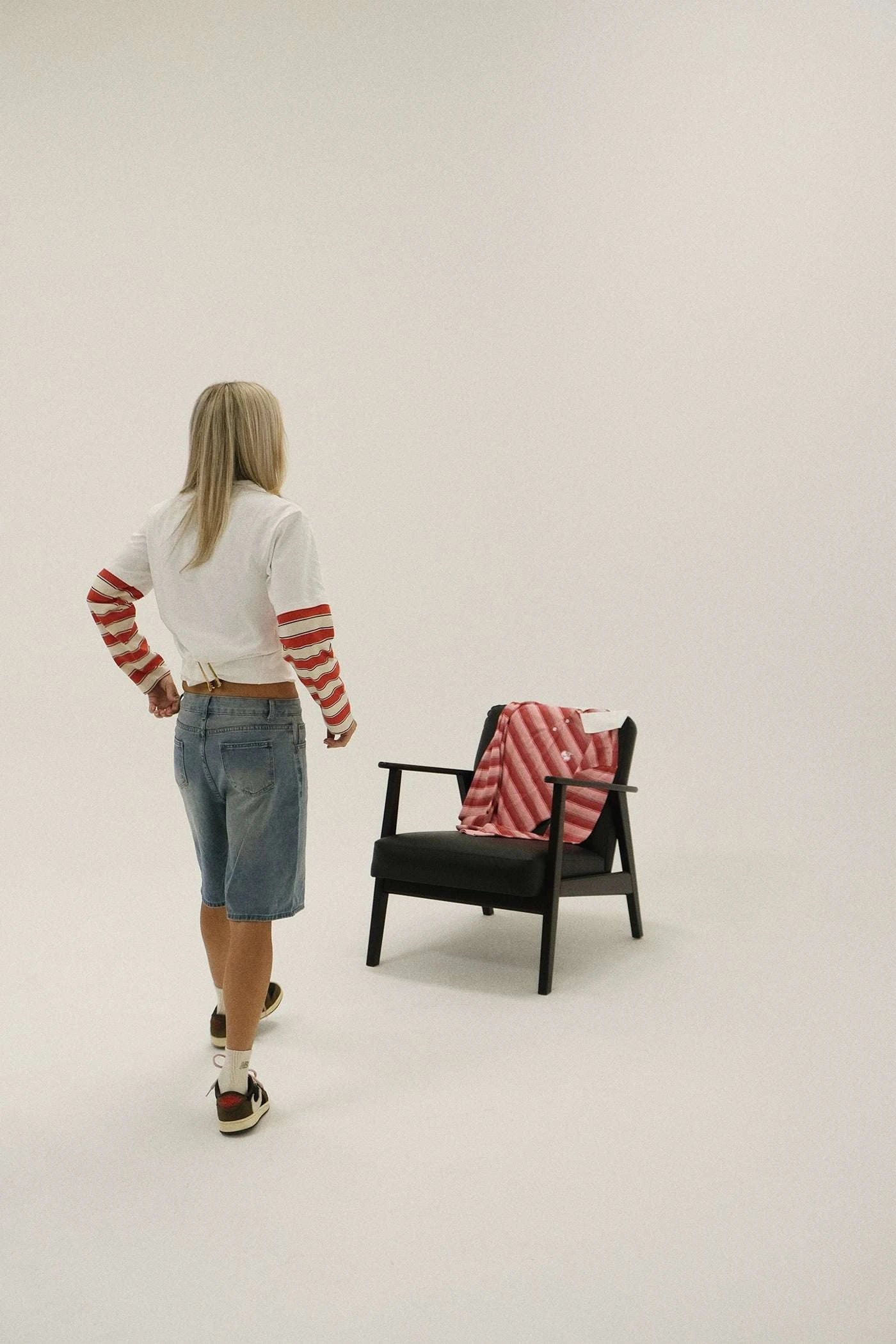 Cherry Location white layered tee shirt on white background