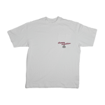Cherry Location white t-shirt with chest pocket and red embroidered logo