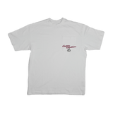 Cherry Location white t-shirt with chest pocket and red embroidered logo