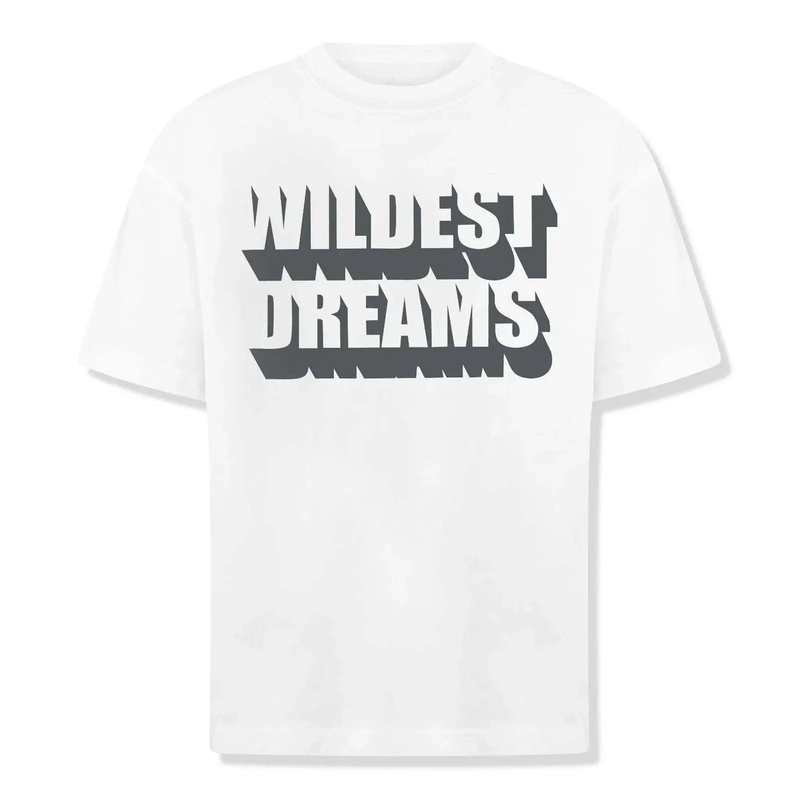 White Wildest Dreams bold logo graphic t-shirt