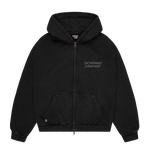 Broken Planet black zip-up hoodie with star logo and front pockets