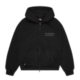 Broken Planet black zip-up hoodie with star logo and front pockets