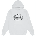 Corteiz 5 Starz Alcatraz Hoodie in white with star graphics.