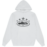 Corteiz 5 Starz Alcatraz Hoodie in white with star graphics.