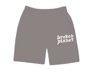 Broken Planet Taupe Shorts with logo design.