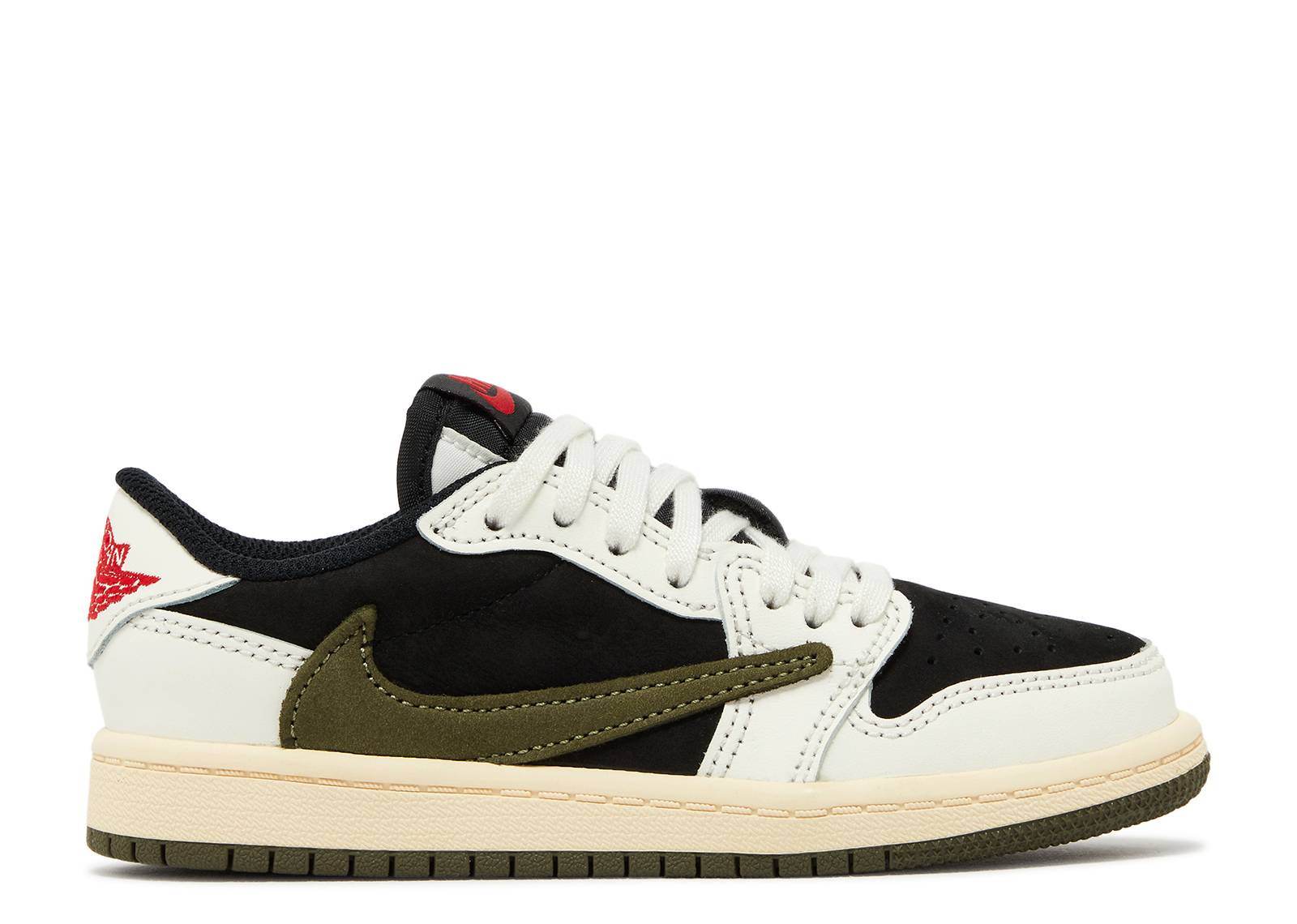 Travis Scott x Air Jordan 1 Low OG PS Olive sneaker.