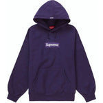Supreme Box Logo Hooded Sweatshirt FW23 in dark purple.