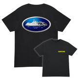 CORTEIZ BLACK World Rally T-Shirt with rear logo design.