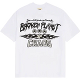 Broken Planet Chaos T-Shirt featuring bold graphic design on white cotton.