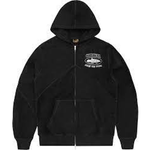 Corteiz Superior V2 black zip-up hoodie with logo design.