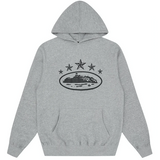 Gray Corteiz 5 Starz Alcatraz Hoodie with star design.