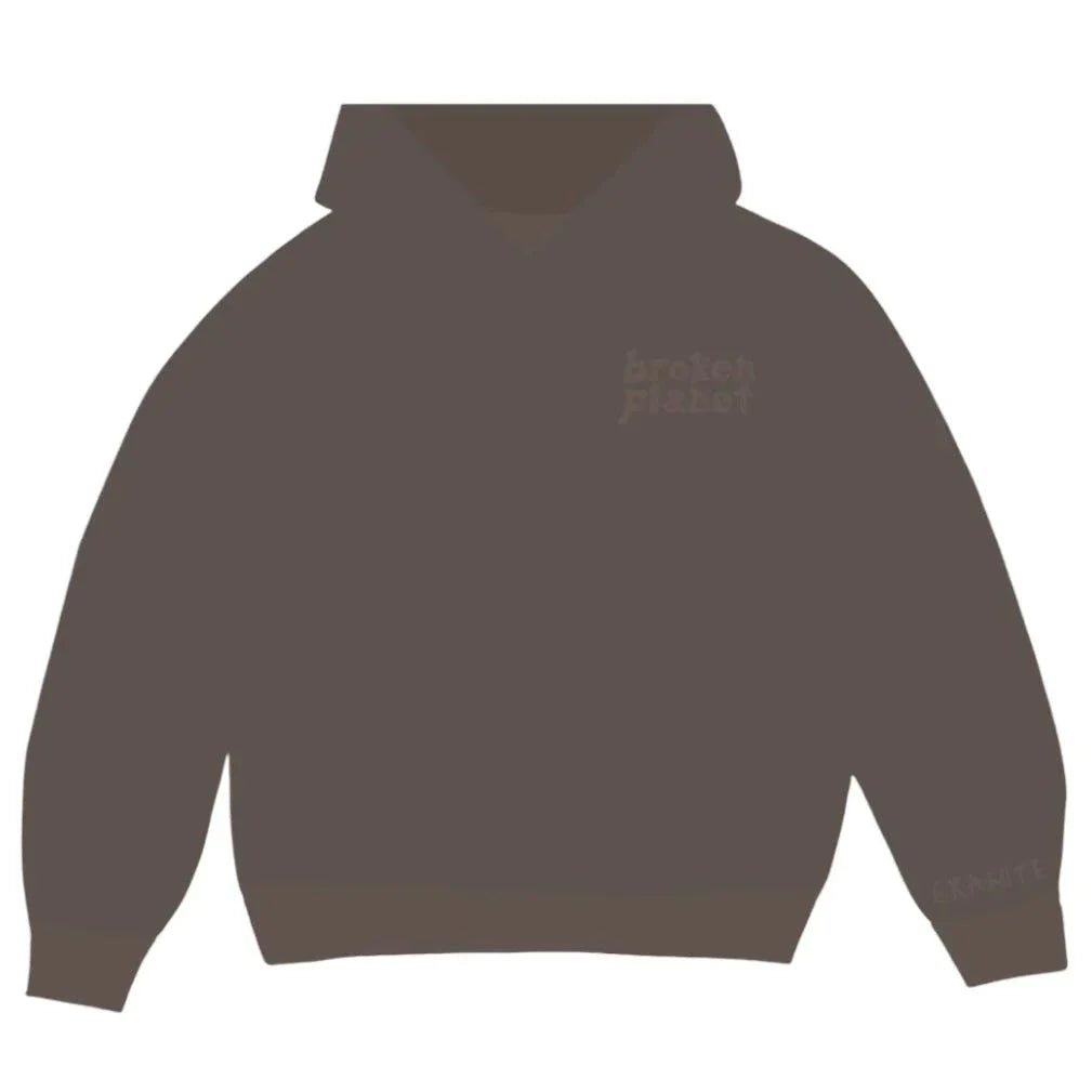 Broken Planet Basics Granite Hoodie in dark gray.