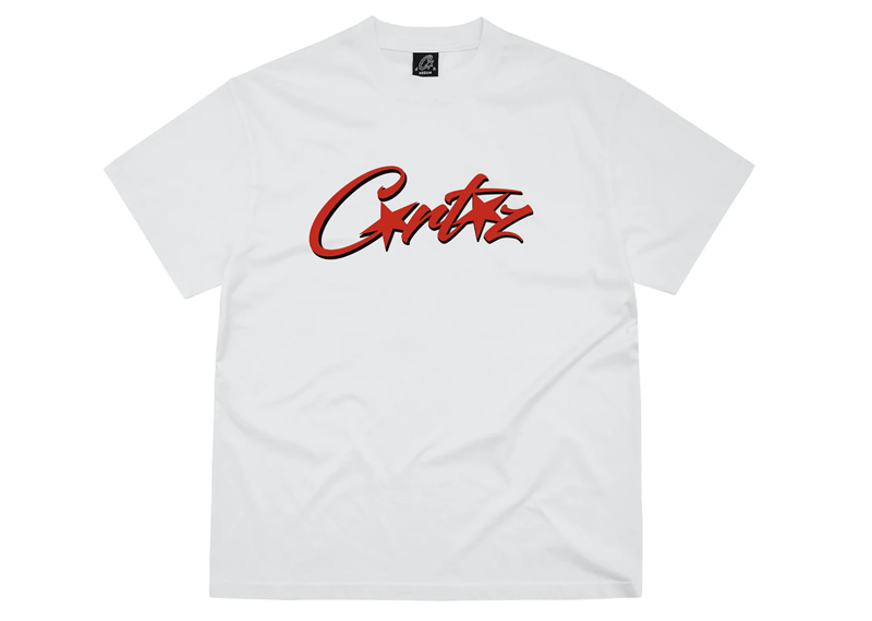 Corteiz OG Allstarz T-shirt in white with red logo design for men.