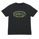 CORTEIZ WREATH T-shirt with wreath design on black fabric.