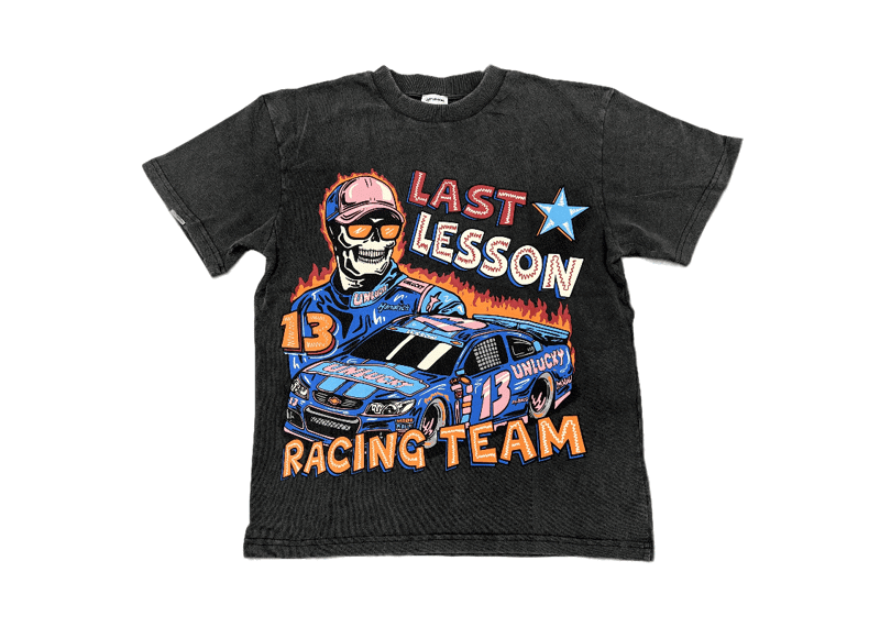 LAST LESSON Ryda t-shirt featuring a bold racing team graphic.