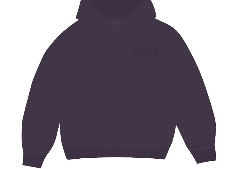 Broken Planet Basics Nightshade Purple Hoodie with minimalist design.
