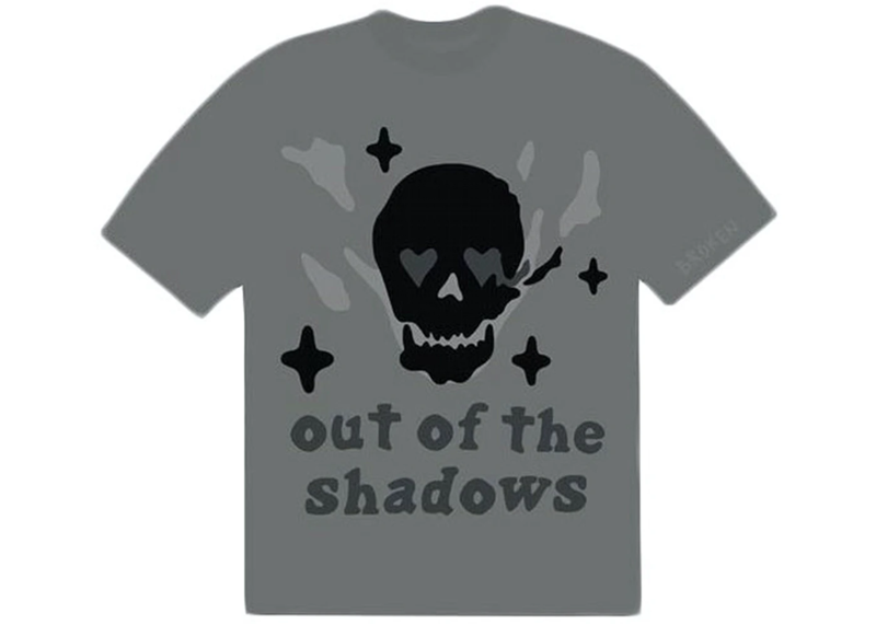 Broken Planet Out Of The Shadows T-Shirt with skull design.
