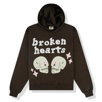 Dark brown Broken Planet Broken Hearts Hoodie with skull and stars graphic design.