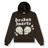 Dark brown Broken Planet Broken Hearts Hoodie with skull and stars graphic design.