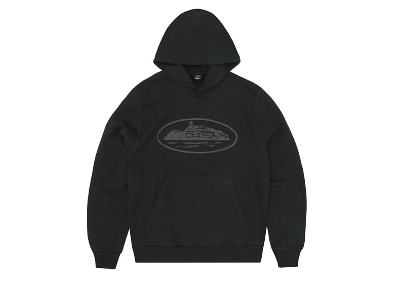 CORTEIZ ALCATRAZ Hoodie Black with graphic design on chest.