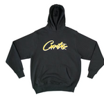Corteiz Allstarz Hoodie Black Yellow with yellow logo.