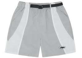 CORTEIZ SPRING SHORTS GREY with belt and contrasting side panels.