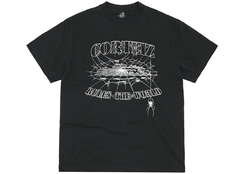 Corteiz Web Alcatraz T-shirt in black with web design.