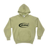 DRAMA CALL HOODIE in sage green color with front logo design.